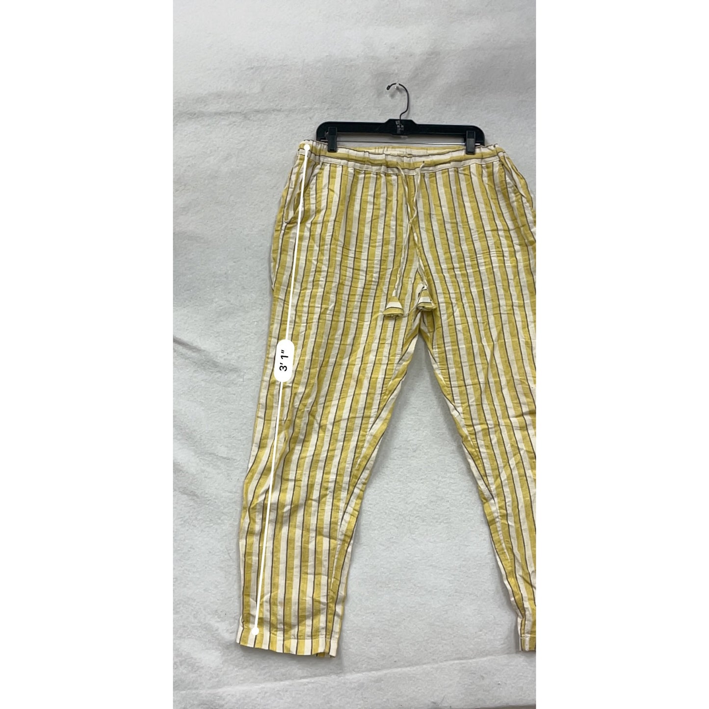 Cynthia Rowley Womens Large Yellow Striped Linen Pants #6624