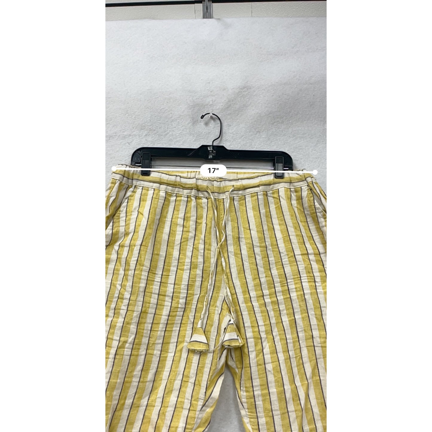 Cynthia Rowley Womens Large Yellow Striped Linen Pants #6624