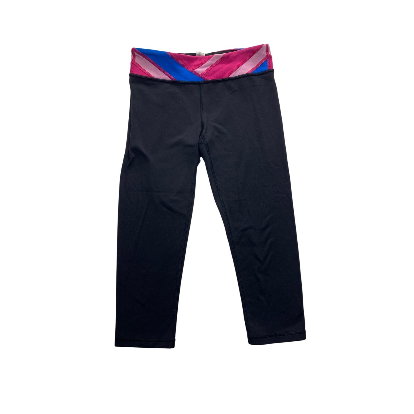 Ivivva Youth Size 12 Black Capri Leggings With Colorblock Waistband #7284