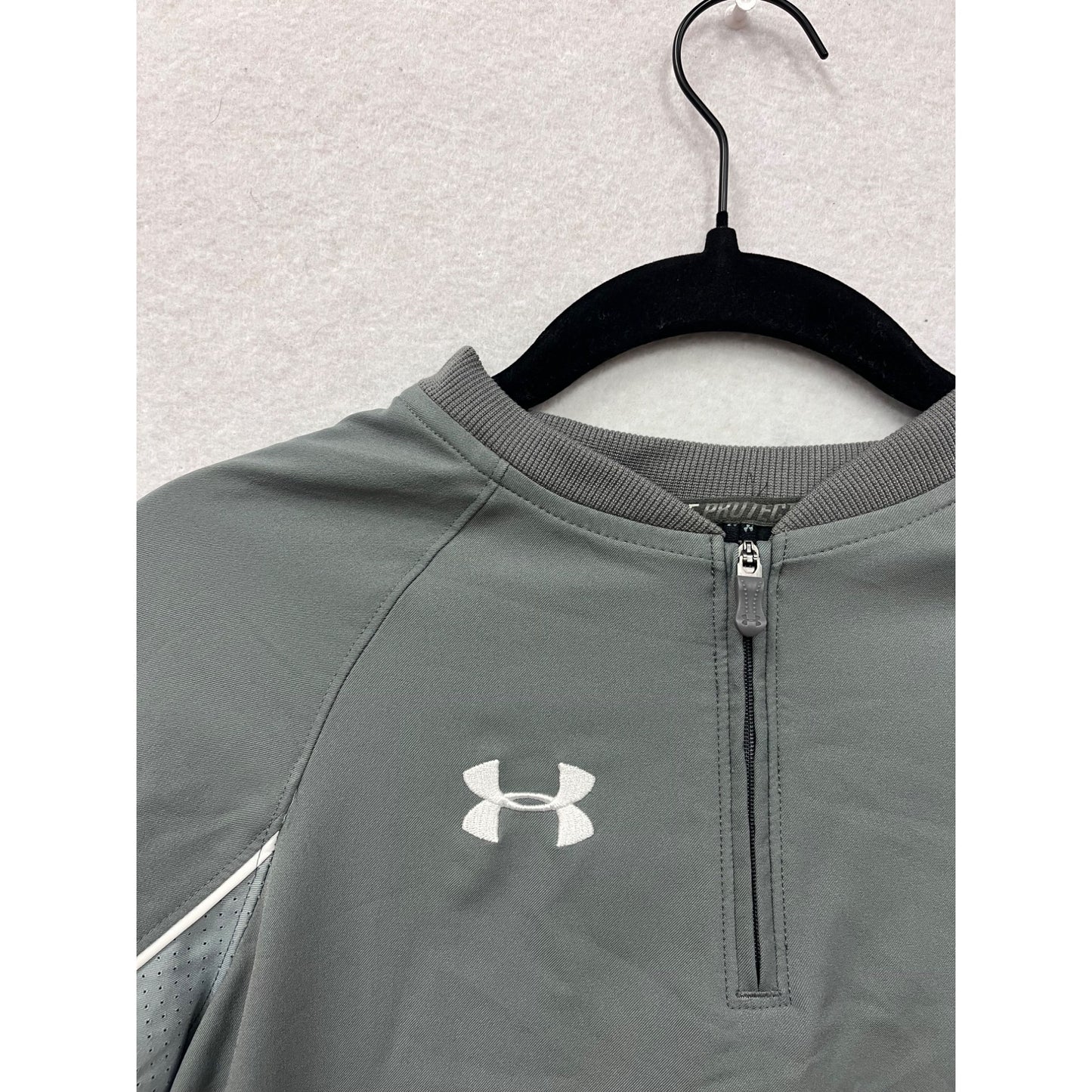 Under Armour Boys Loose-Fit Quarter-Zip Short-Sleeve Shirt Gray 100% Polyester YLG #6929
