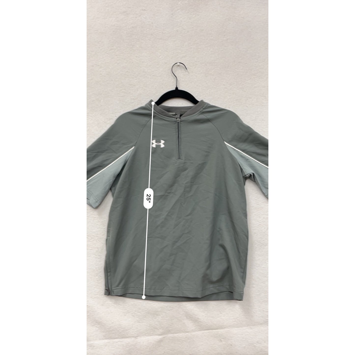 Under Armour Boys Loose-Fit Quarter-Zip Short-Sleeve Shirt Gray 100% Polyester YLG #6929