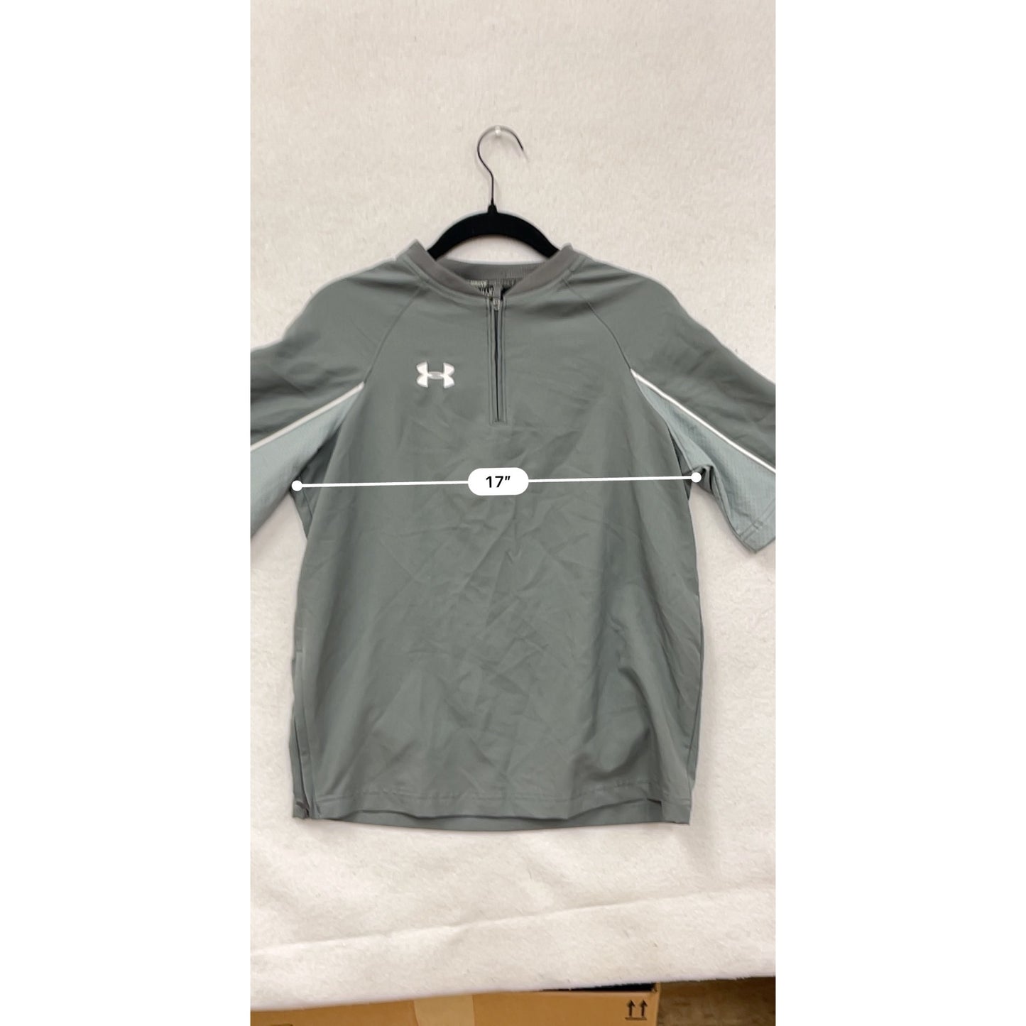 Under Armour Boys Loose-Fit Quarter-Zip Short-Sleeve Shirt Gray 100% Polyester YLG #6929