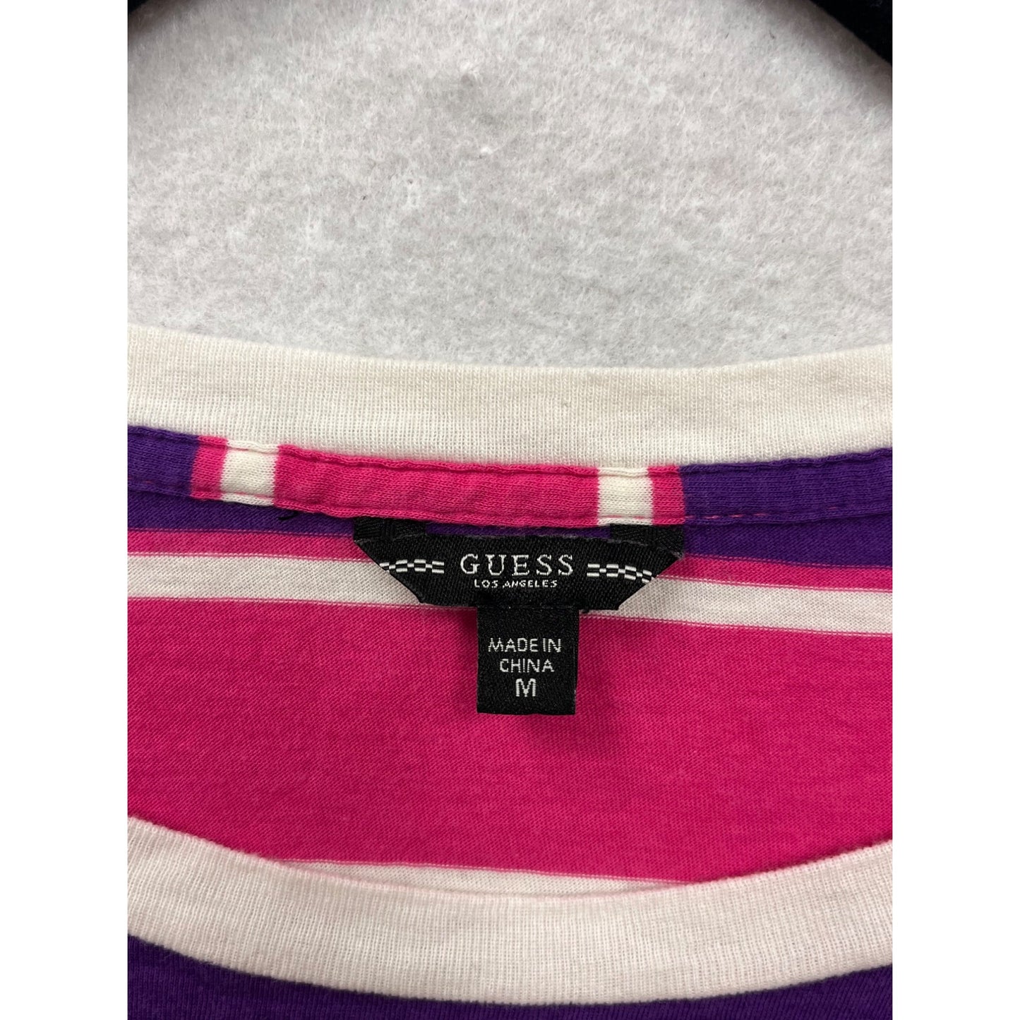 Guess Womens Striped Pink & Purple T-Shirt Medium #6830