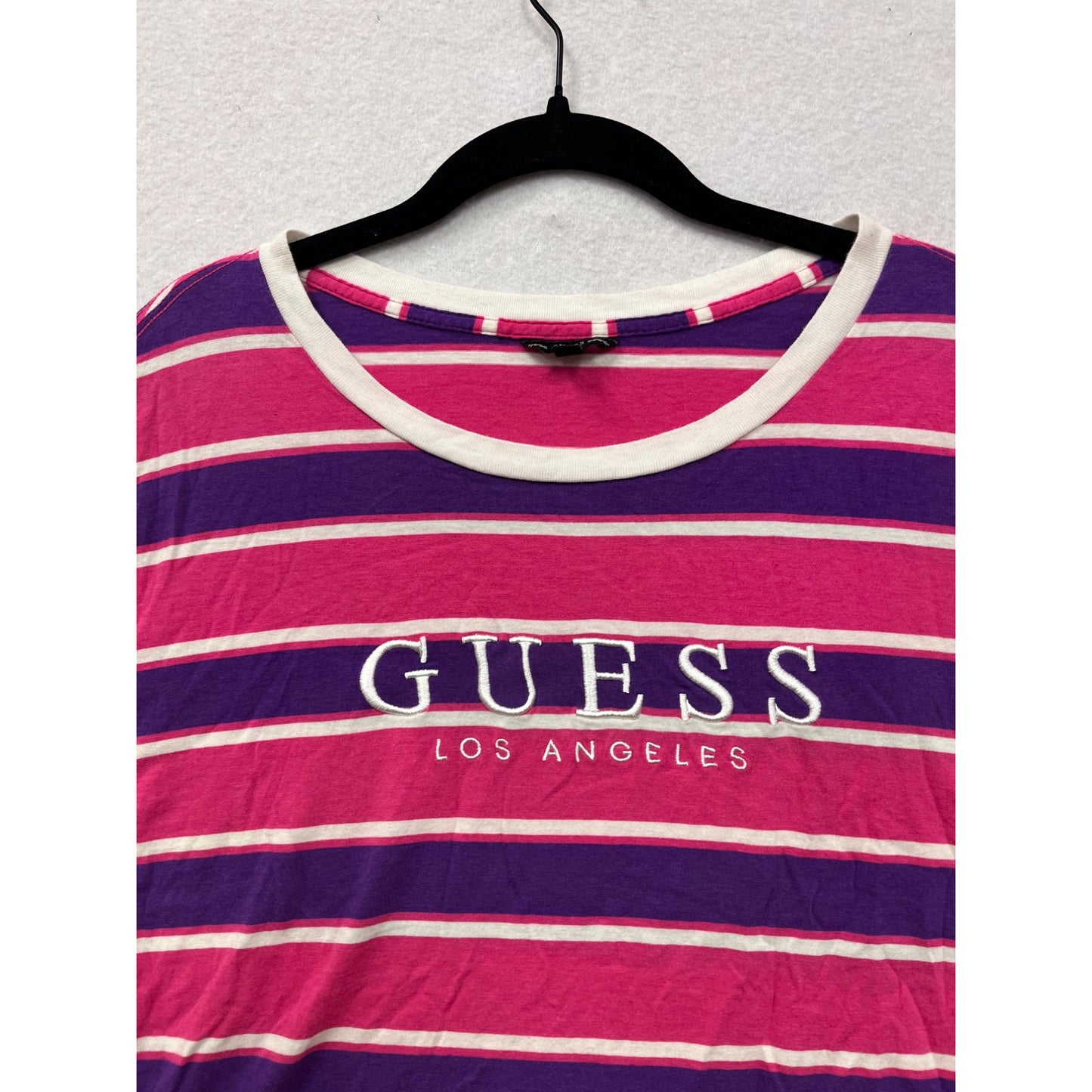 Guess Womens Striped Pink & Purple T-Shirt Medium #6830