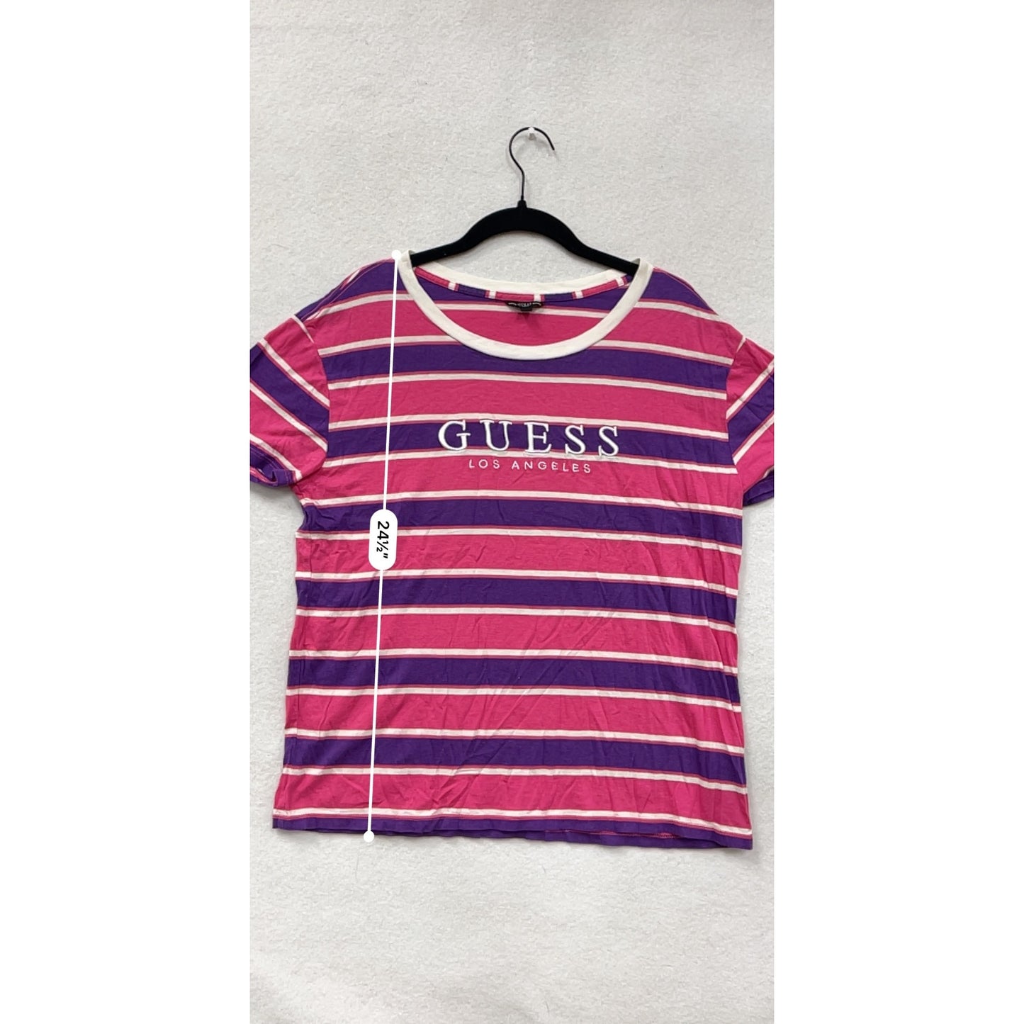 Guess Womens Striped Pink & Purple T-Shirt Medium #6830