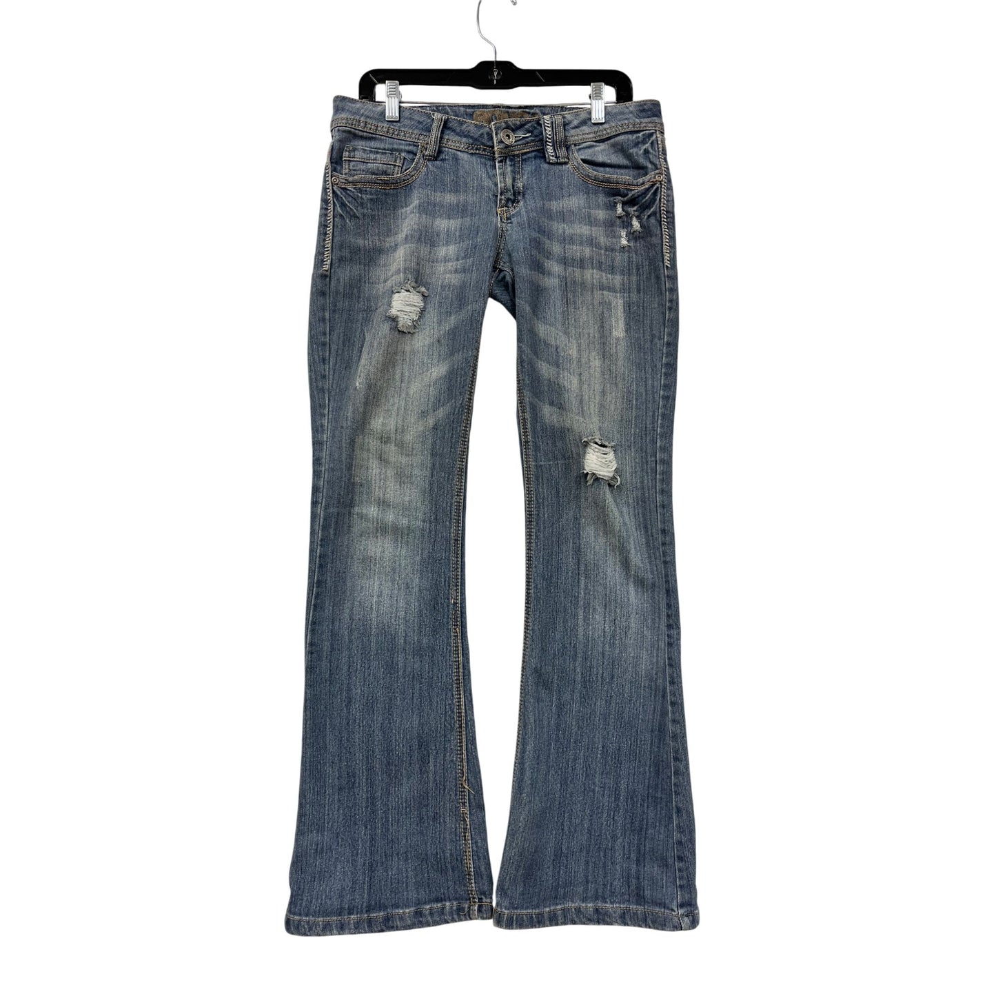 Bongo Womens Low Rise Distressed Bootcut Jeans #6200
