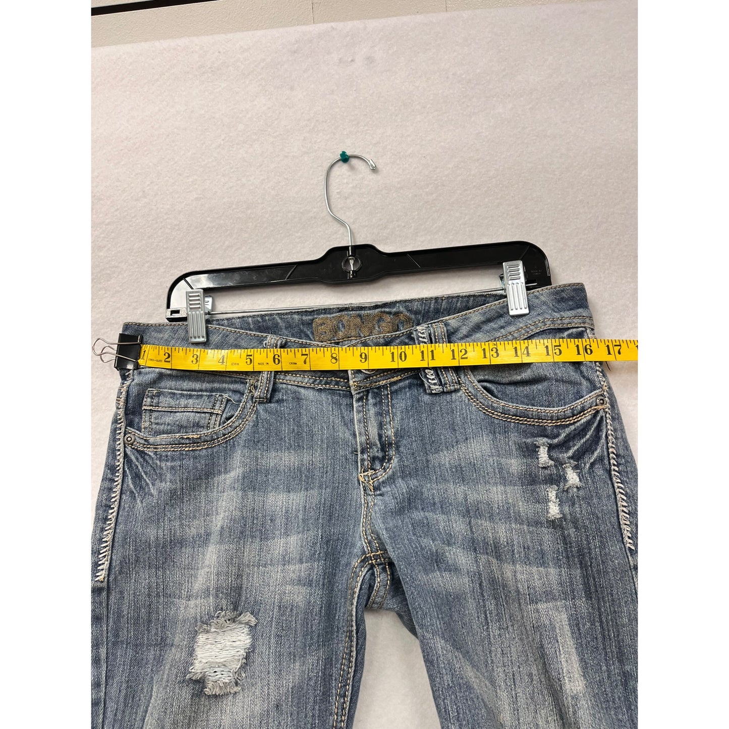 Bongo Womens Low Rise Distressed Bootcut Jeans #6200