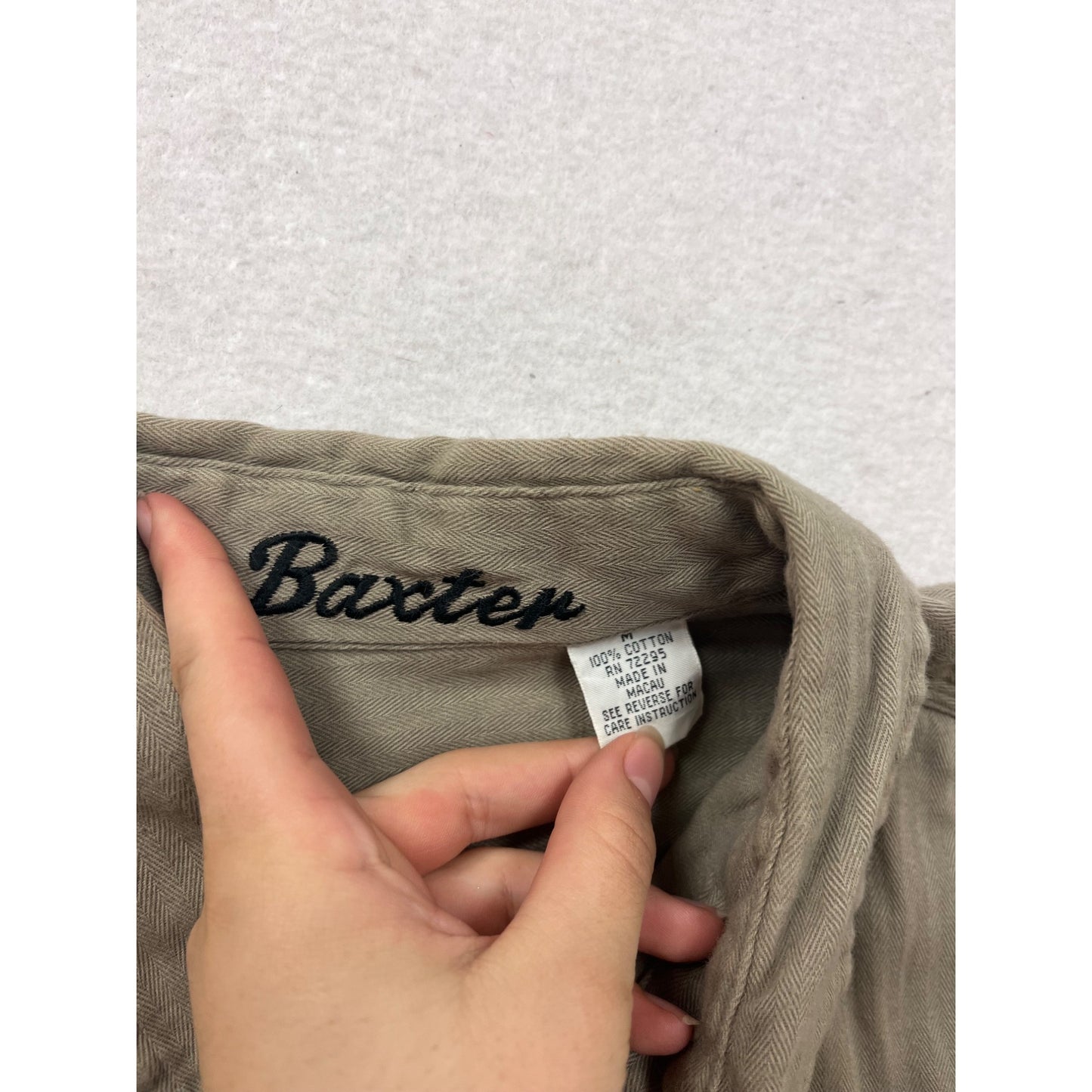 Mens Baxter Cotton Button-Up Shirt With Chest Pockets & Long Sleeves Medium #23A