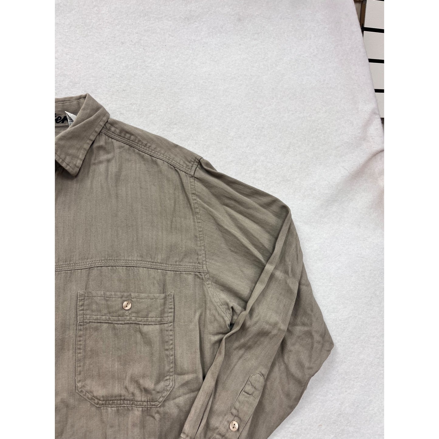Mens Baxter Cotton Button-Up Shirt With Chest Pockets & Long Sleeves Medium #23A
