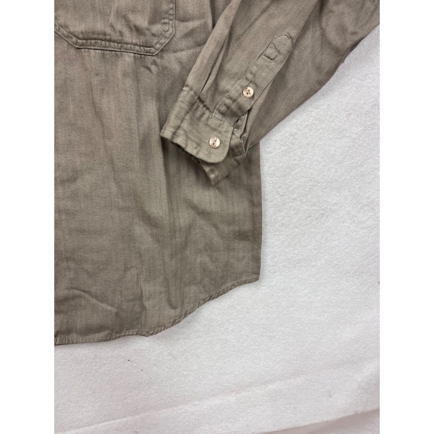 Mens Baxter Cotton Button-Up Shirt With Chest Pockets & Long Sleeves Medium #23A