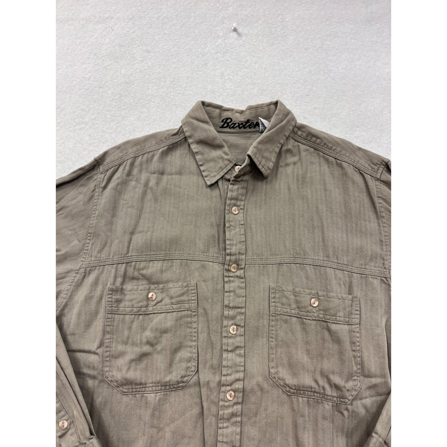 Mens Baxter Cotton Button-Up Shirt With Chest Pockets & Long Sleeves Medium #23A