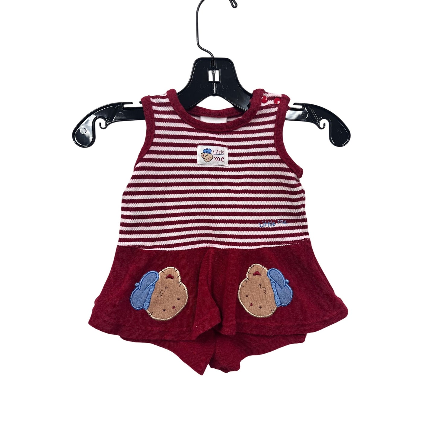Little Me Baby Girls Red Striped Sleeveless Romper Size 6M #8007