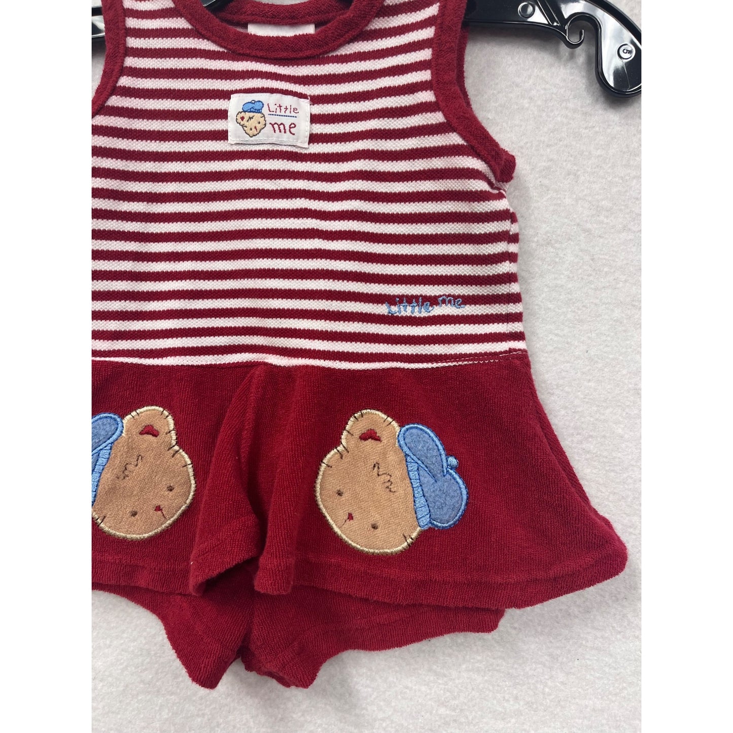 Little Me Baby Girls Red Striped Sleeveless Romper Size 6M #8007