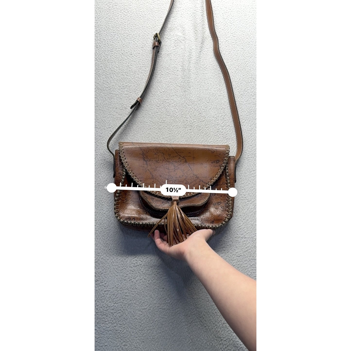 Patricia Nash Vintage Brown Leather Crossbody Atlas Bag