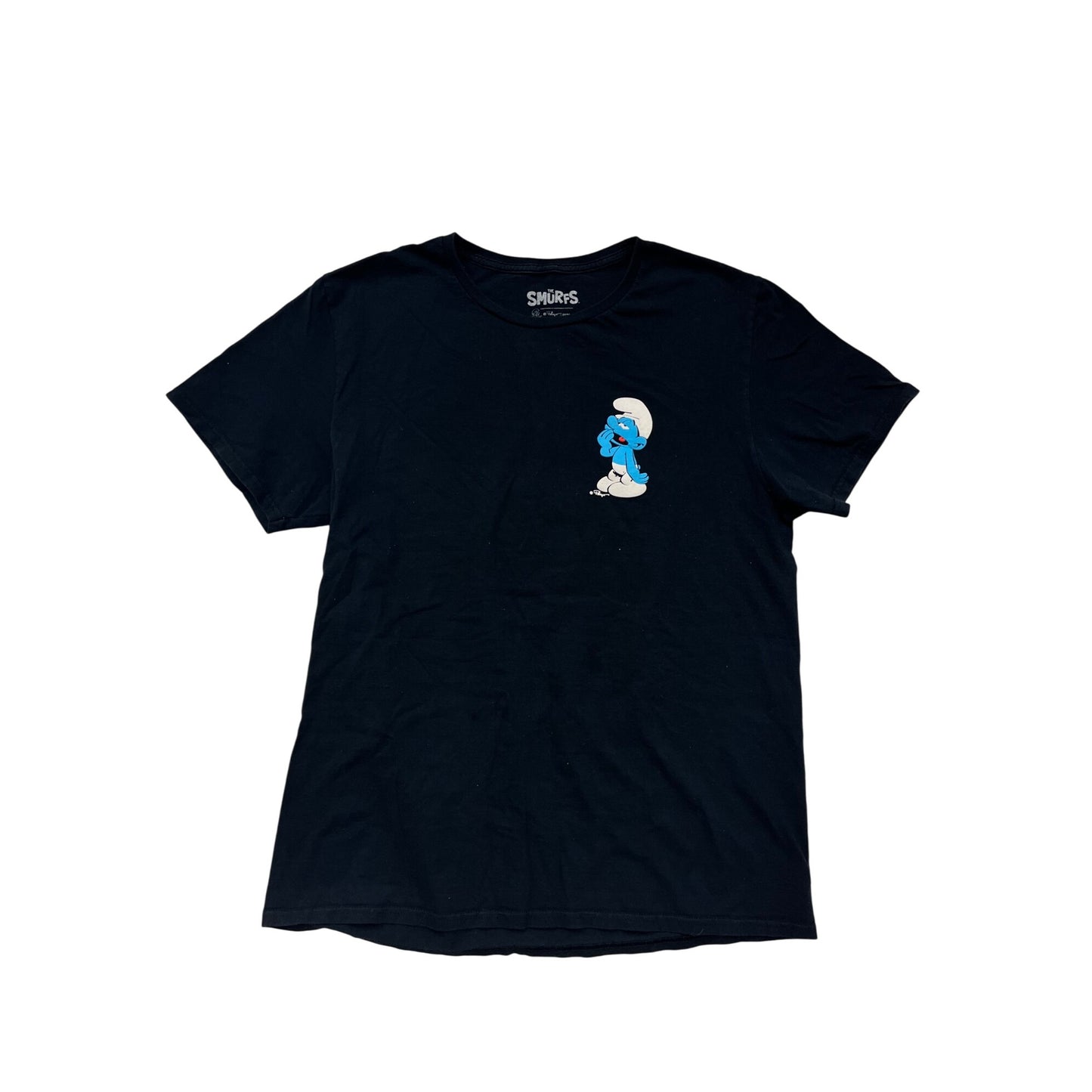The Smurfs Black T-Shirt With Smurf Graphic Print Large #8357