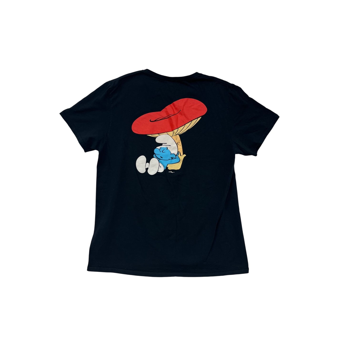 The Smurfs Black T-Shirt With Smurf Graphic Print Large #8357
