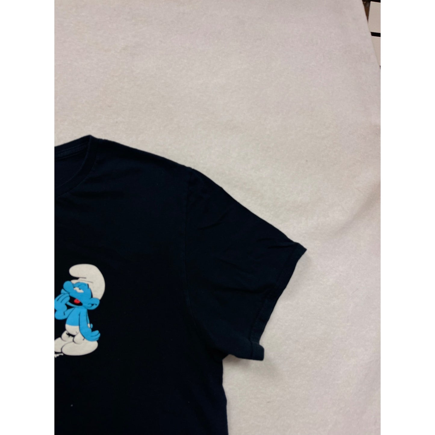 The Smurfs Black T-Shirt With Smurf Graphic Print Large #8357