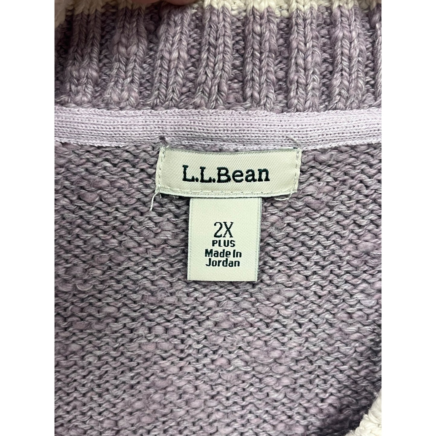 Vintage L.L. Bean Womens 2X Plus Lavender Knit Sweater With Ribbed Hem & Cuffs #6944