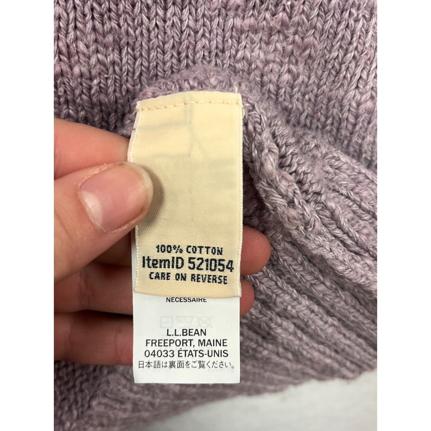 Vintage L.L. Bean Womens 2X Plus Lavender Knit Sweater With Ribbed Hem & Cuffs #6944