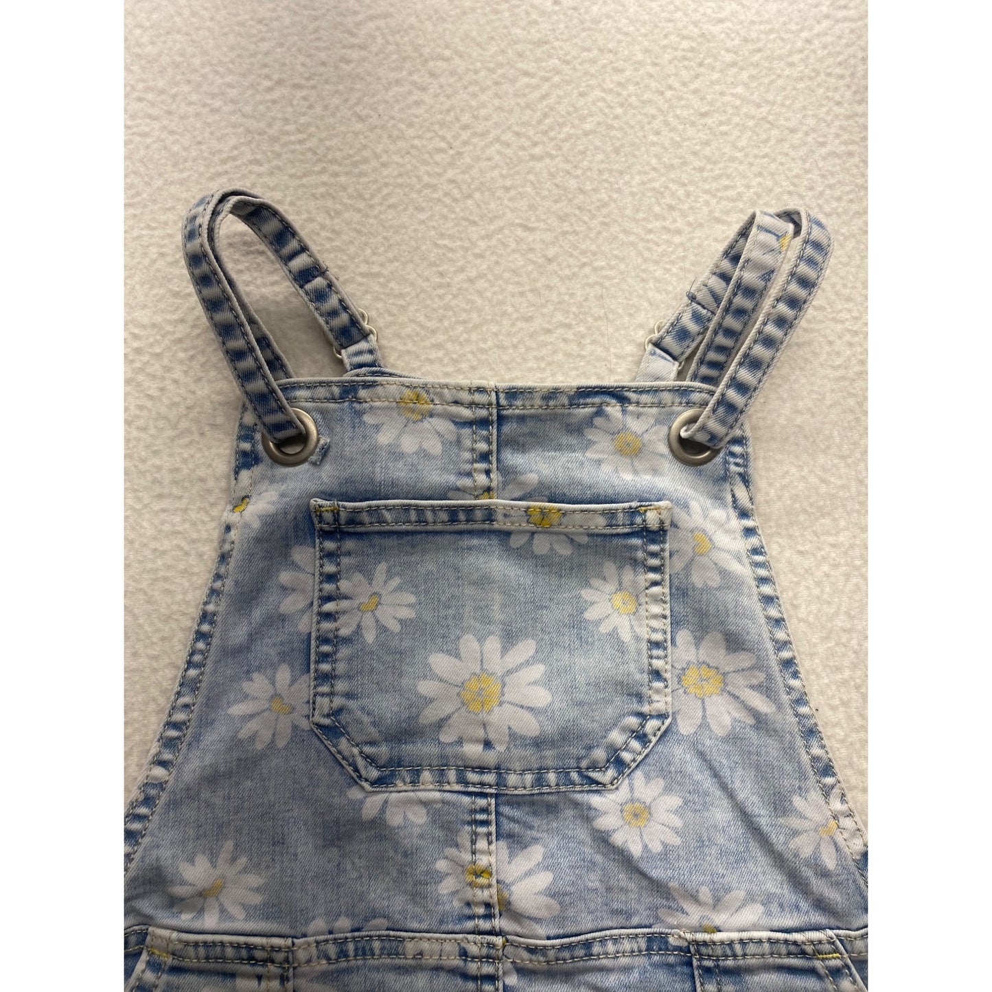 Blue Daisy Print Denim Overall Dress With Pockets By Cat & Jack #7274