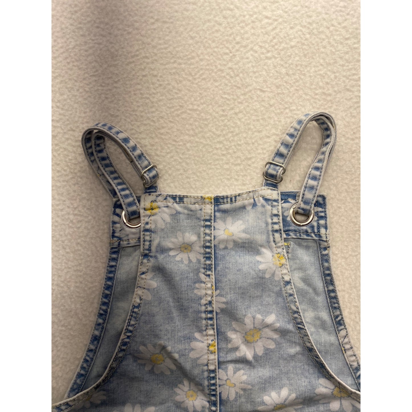 Blue Daisy Print Denim Overall Dress With Pockets By Cat & Jack #7274