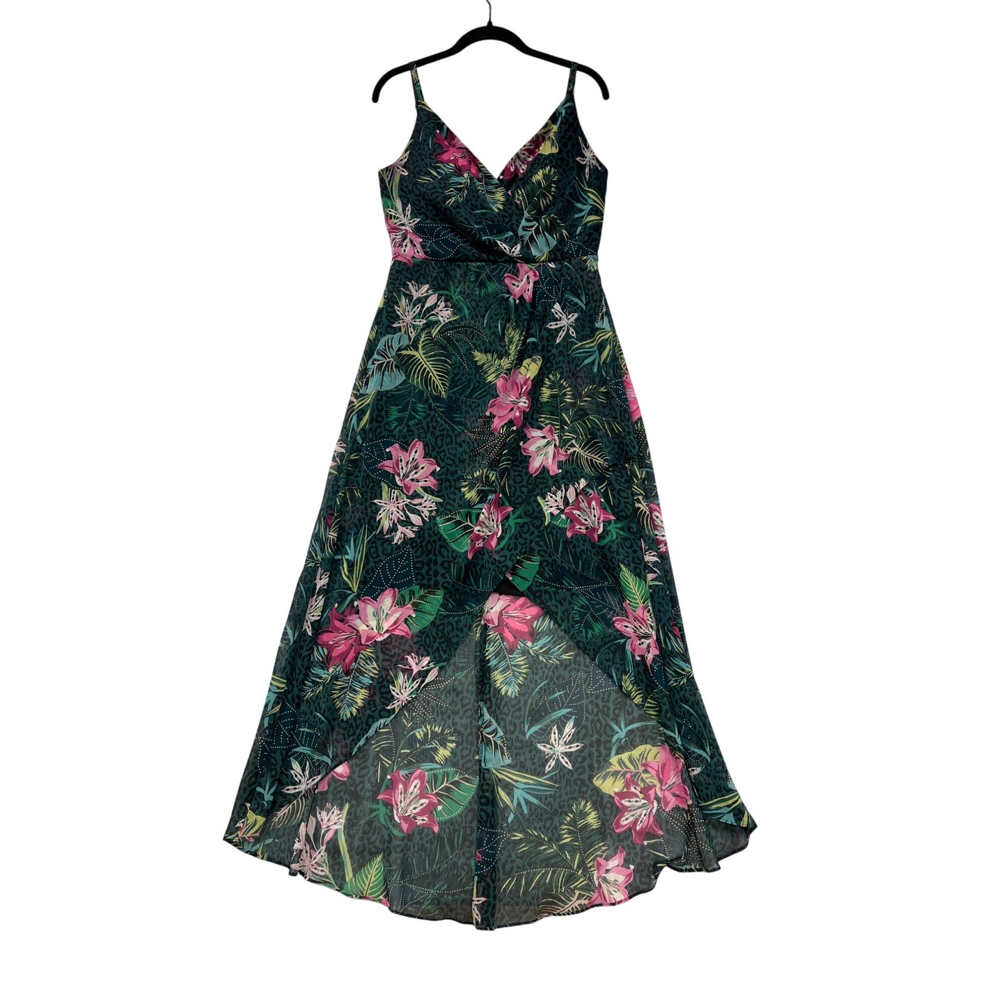 Guess Womens Floral Maxi Dress With Spaghetti Straps & Tropical Print #6896