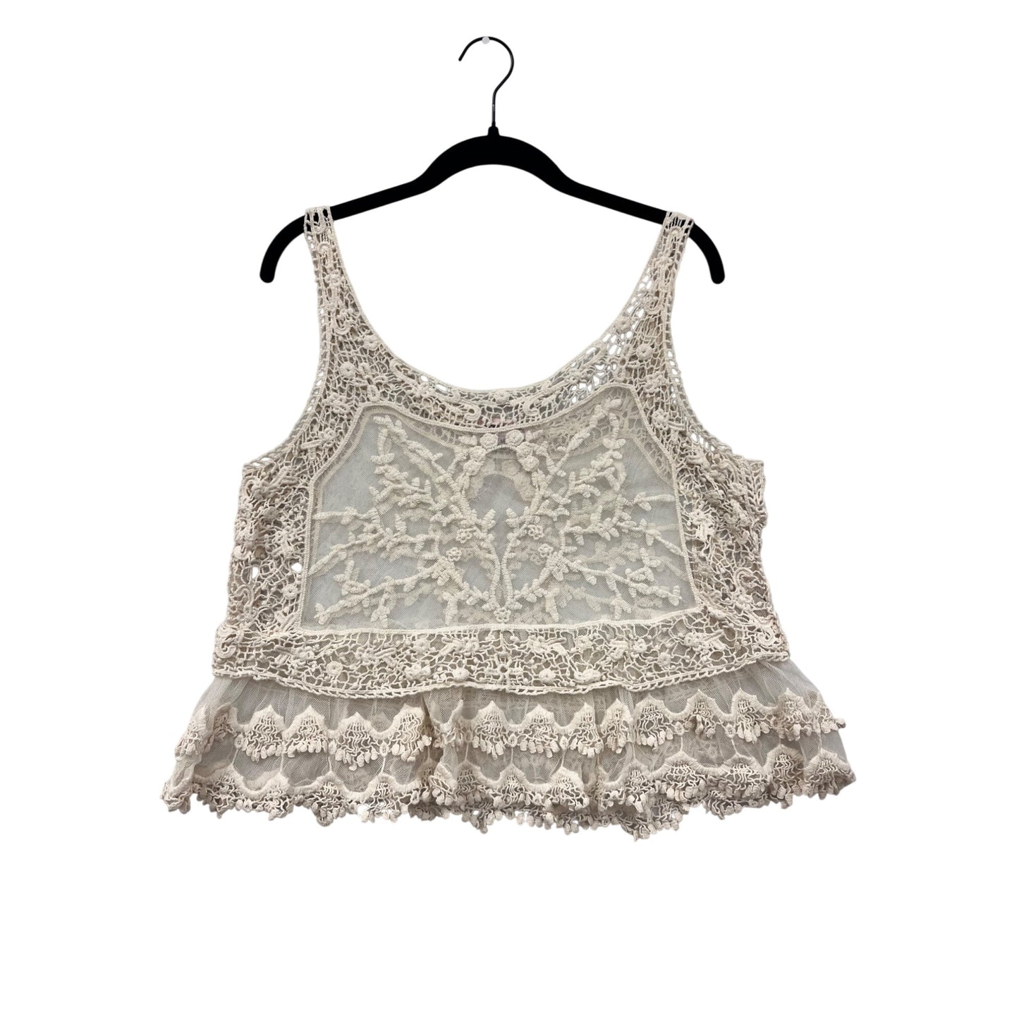 Sequin Hearts Womens Medium Sheer Crochet Lace Tank Top #6495