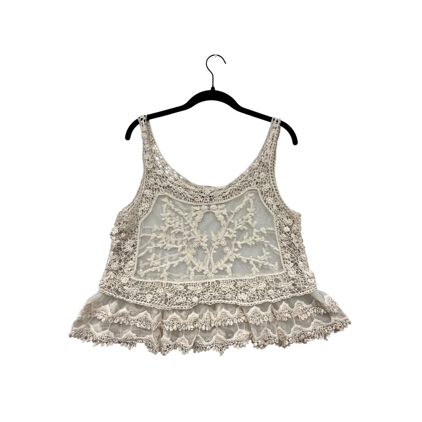 Sequin Hearts Womens Medium Sheer Crochet Lace Tank Top #6495
