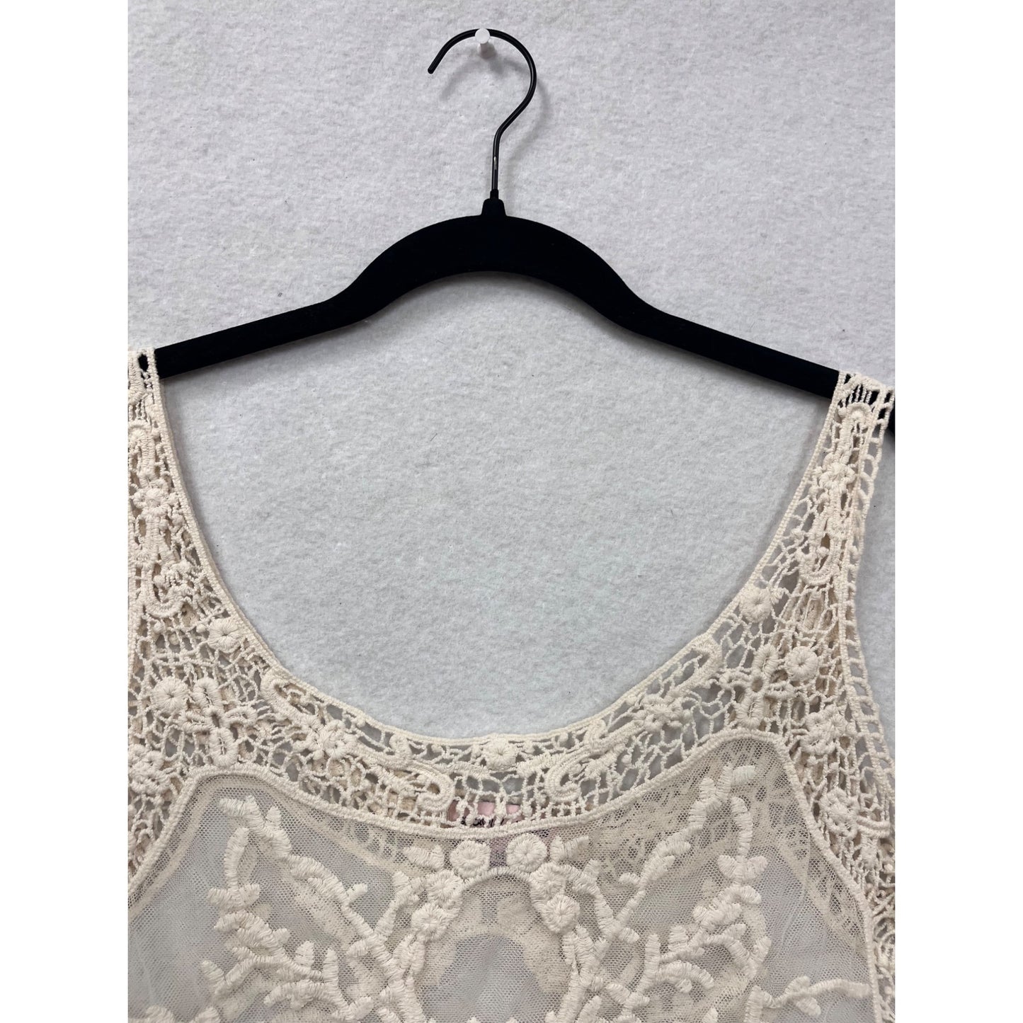 Sequin Hearts Womens Medium Sheer Crochet Lace Tank Top #6495