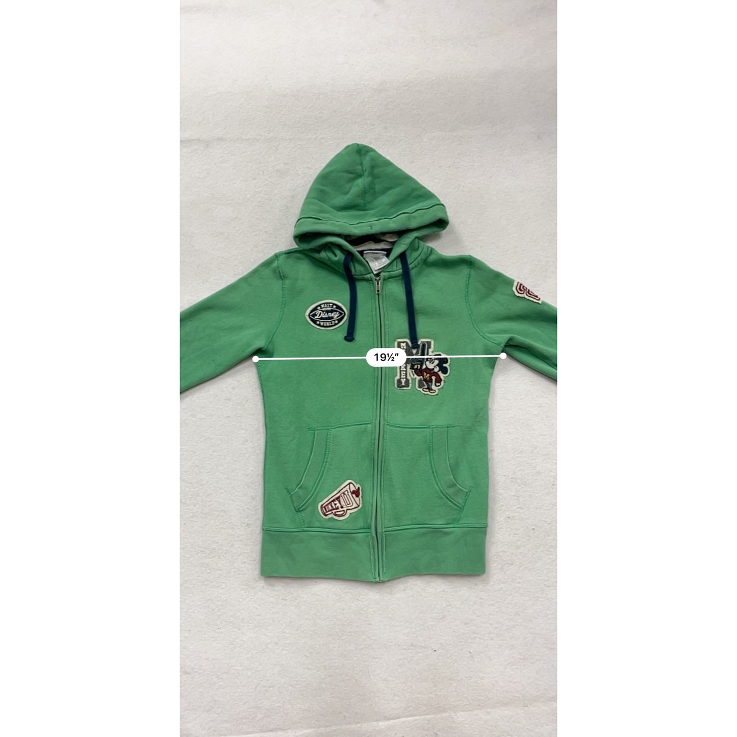 Disney Green Mickey Mouse Zip-Up Hoodie S #210A