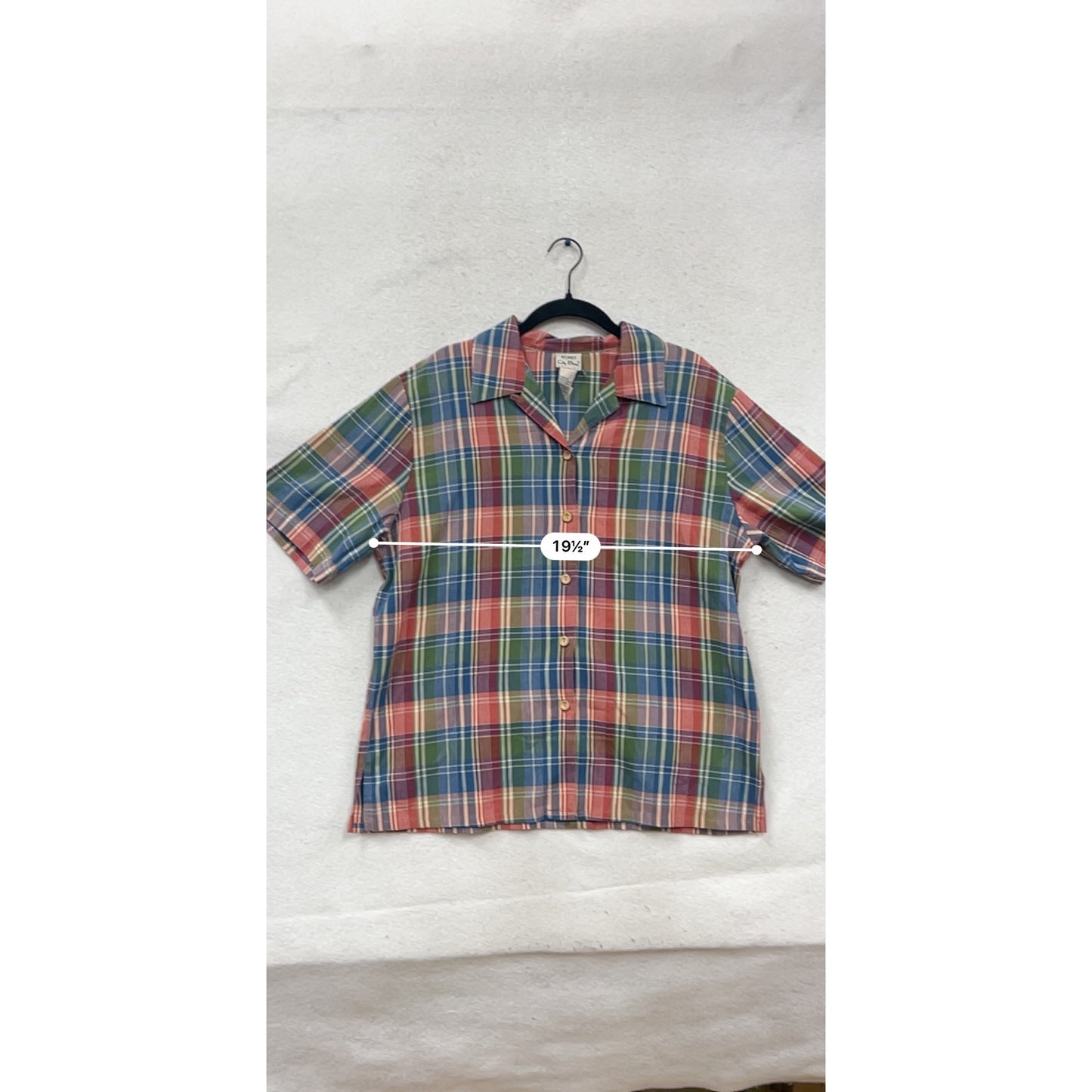 Koret City Blues Plaid Short Sleeve Button-Up Shirt Size L #685A