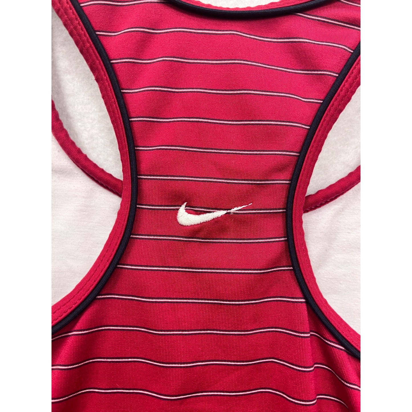 Nike Womens Small Red & White Striped Racerback Athletic Tank Top #6762