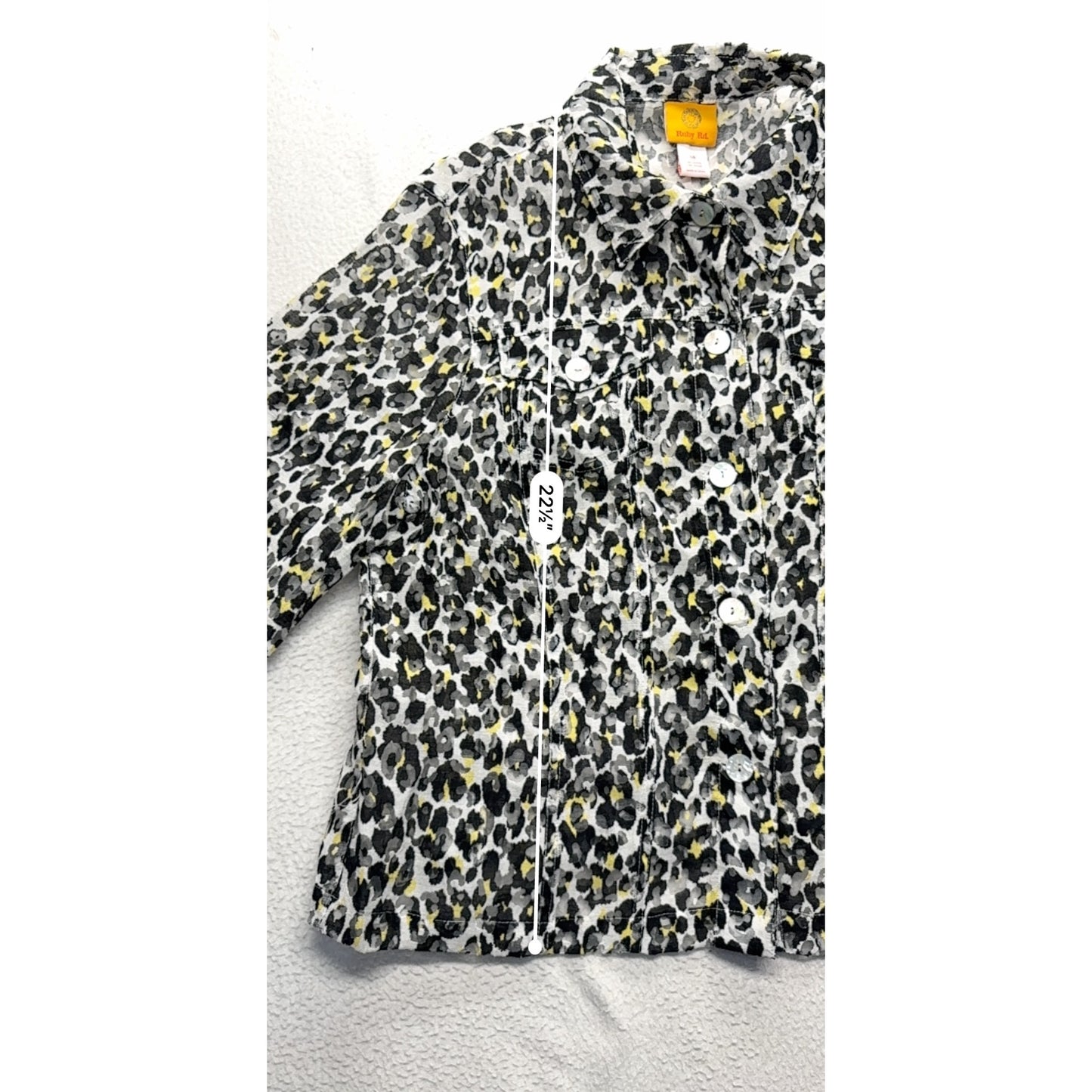 Ruby Rd. Womens Leopard Print Button-Up Blazer #7497