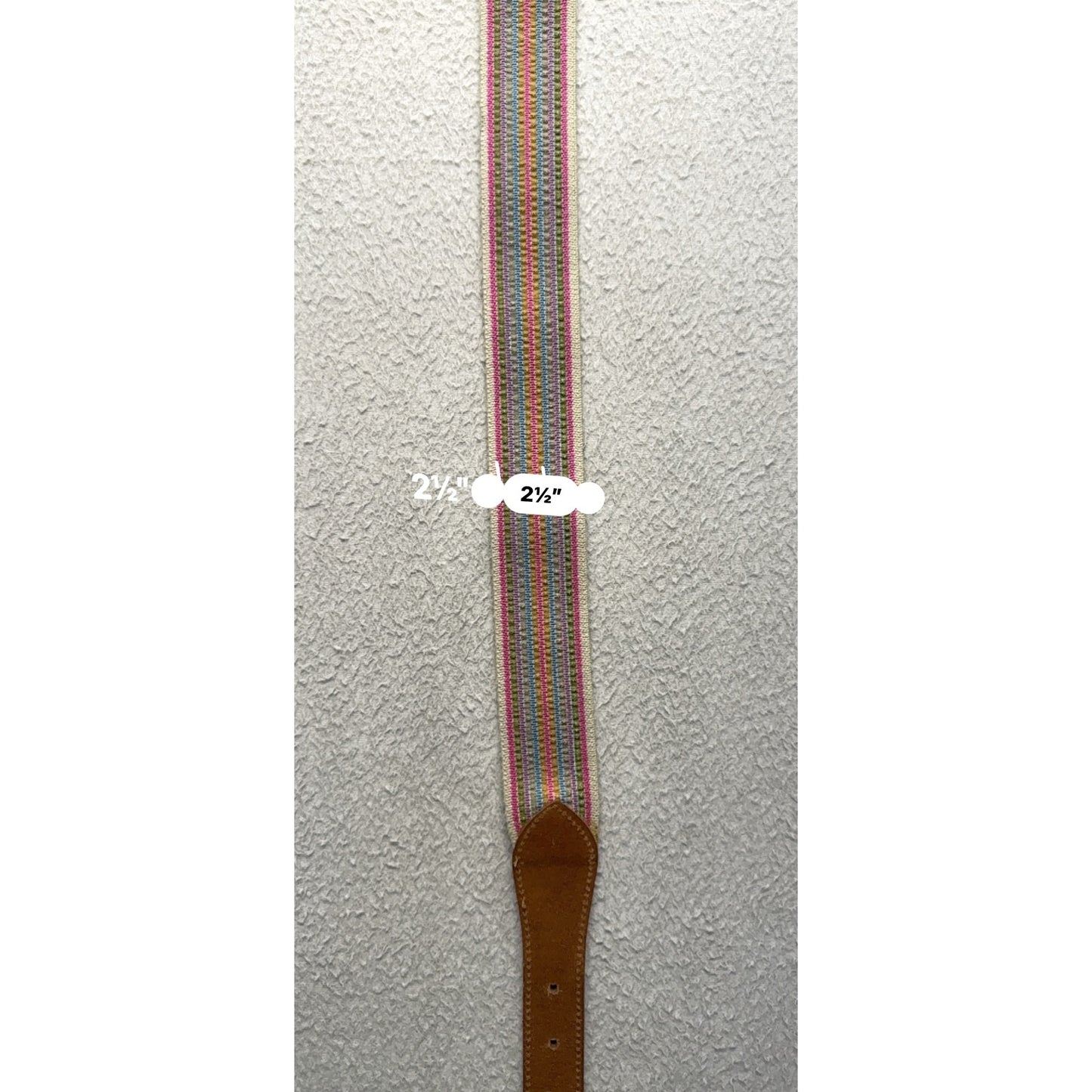 Woven Multicolor Belt With Leather Accents & Brass Buckle Adjustable Fit #9972