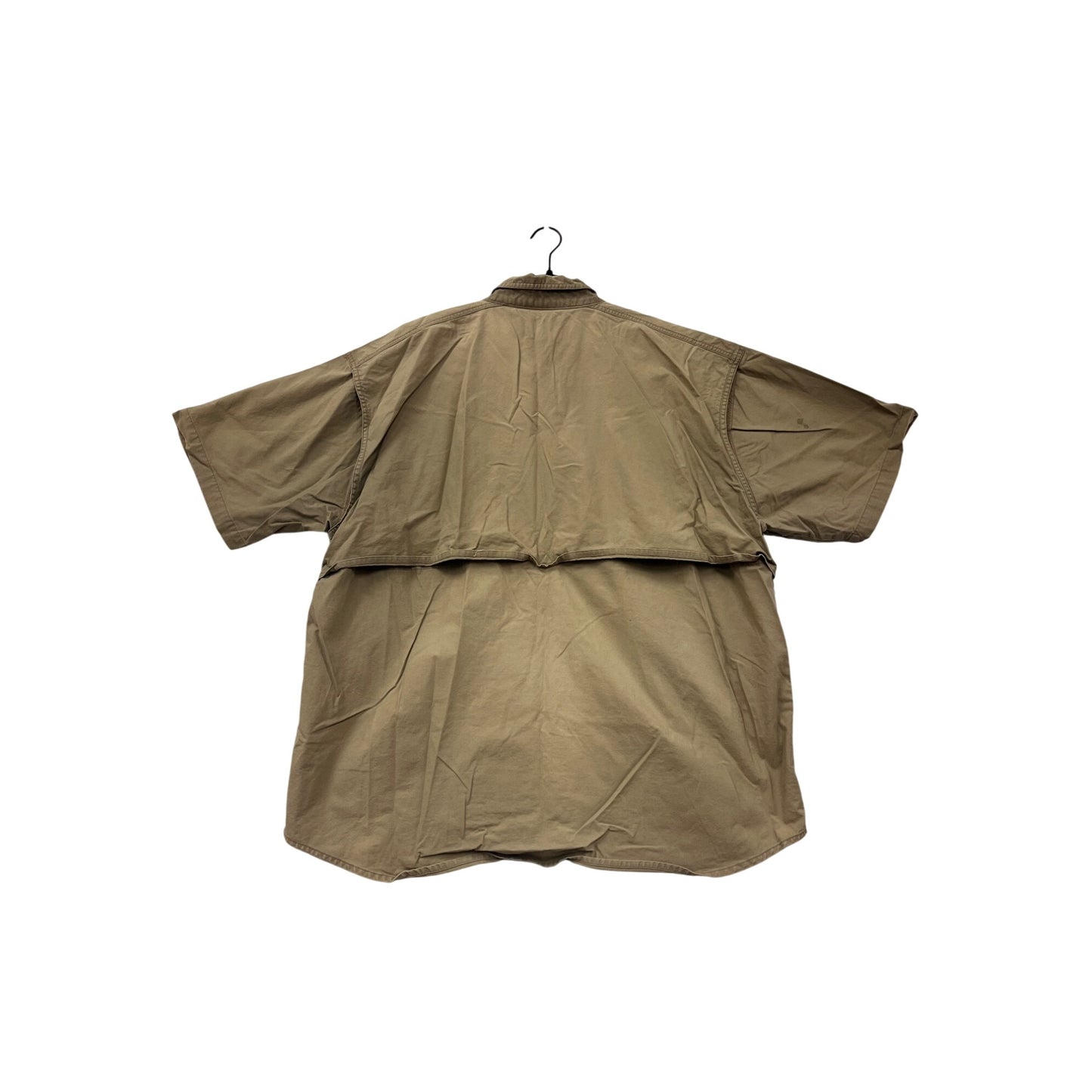 Cabelas 2XL Khaki Short Sleeve Button-Up Shirt W/ Vent Back 100% Cotton #8141