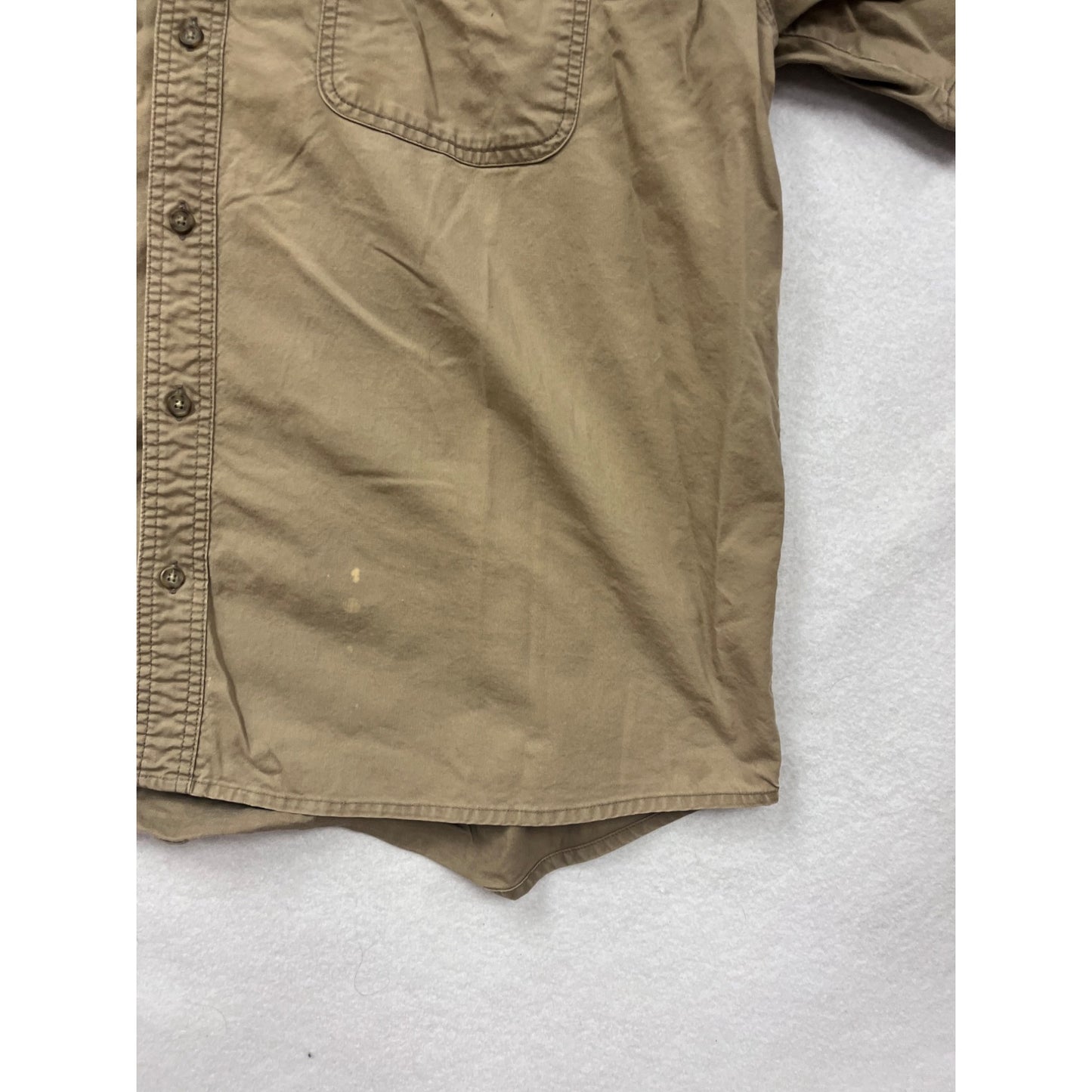 Cabelas 2XL Khaki Short Sleeve Button-Up Shirt W/ Vent Back 100% Cotton #8141