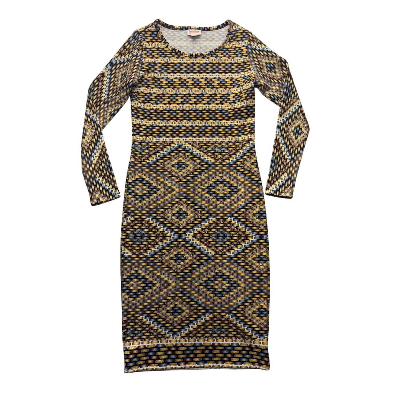 LuLaRoe XS Long Sleeve Geometric Bodycon Dress 95% Polyester 5% Spandex #7701