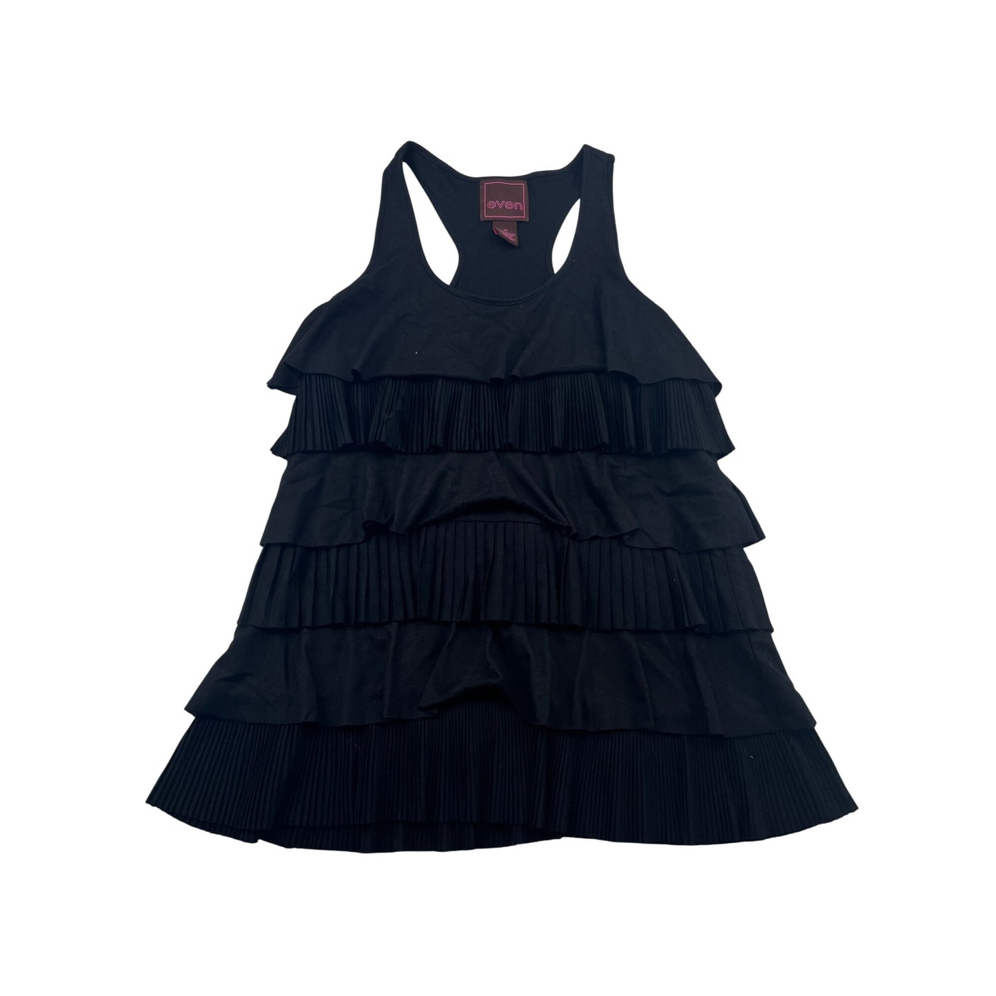 Women’s Even Black Layered Ruffle Tank Top #6211