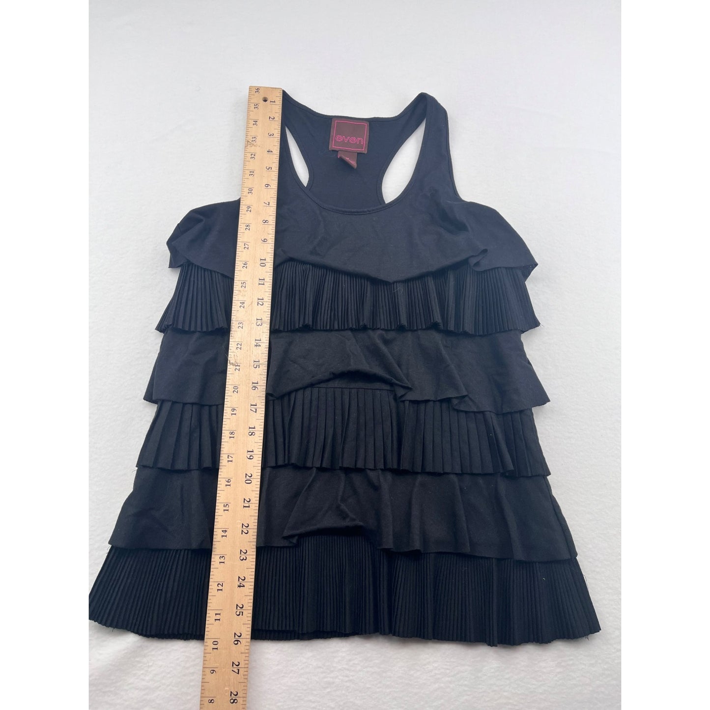 Women’s Even Black Layered Ruffle Tank Top #6211