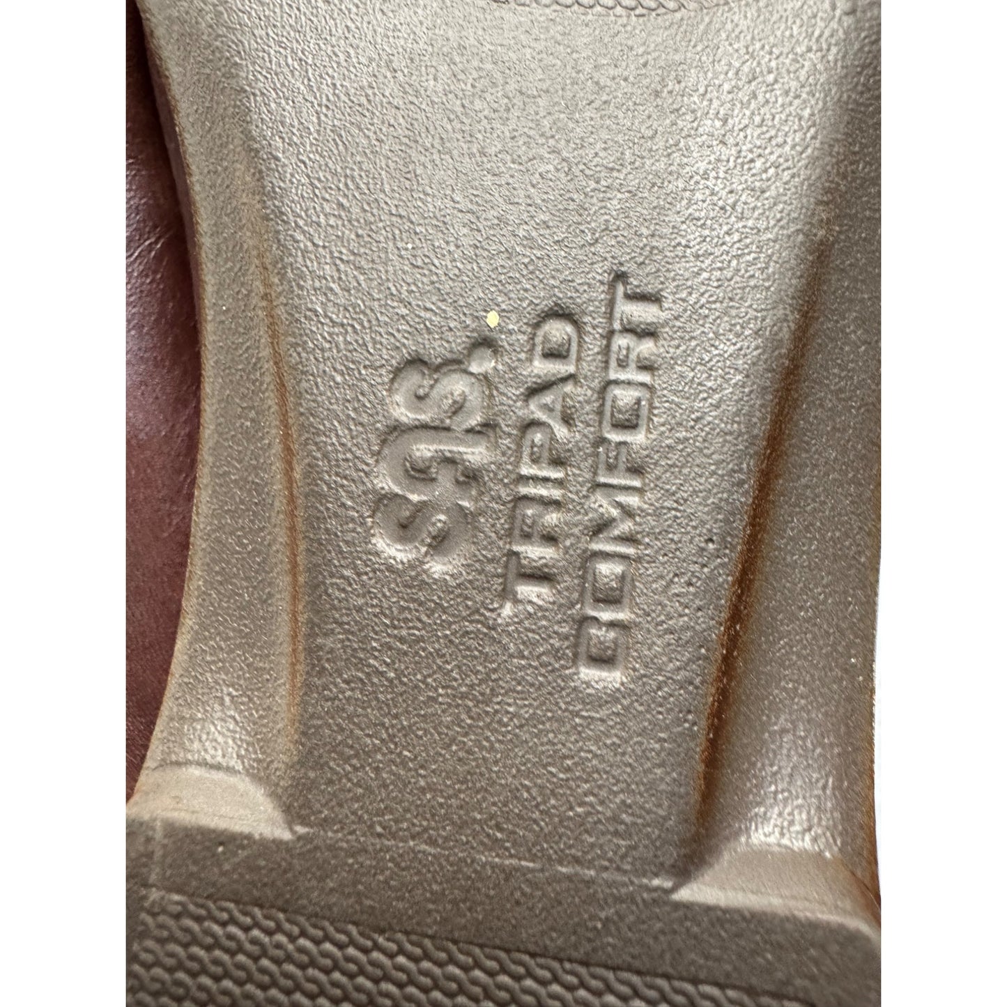 Brown Leather Slip-On Loafers With Buckle Accent By SAS Size 8.5M #9411