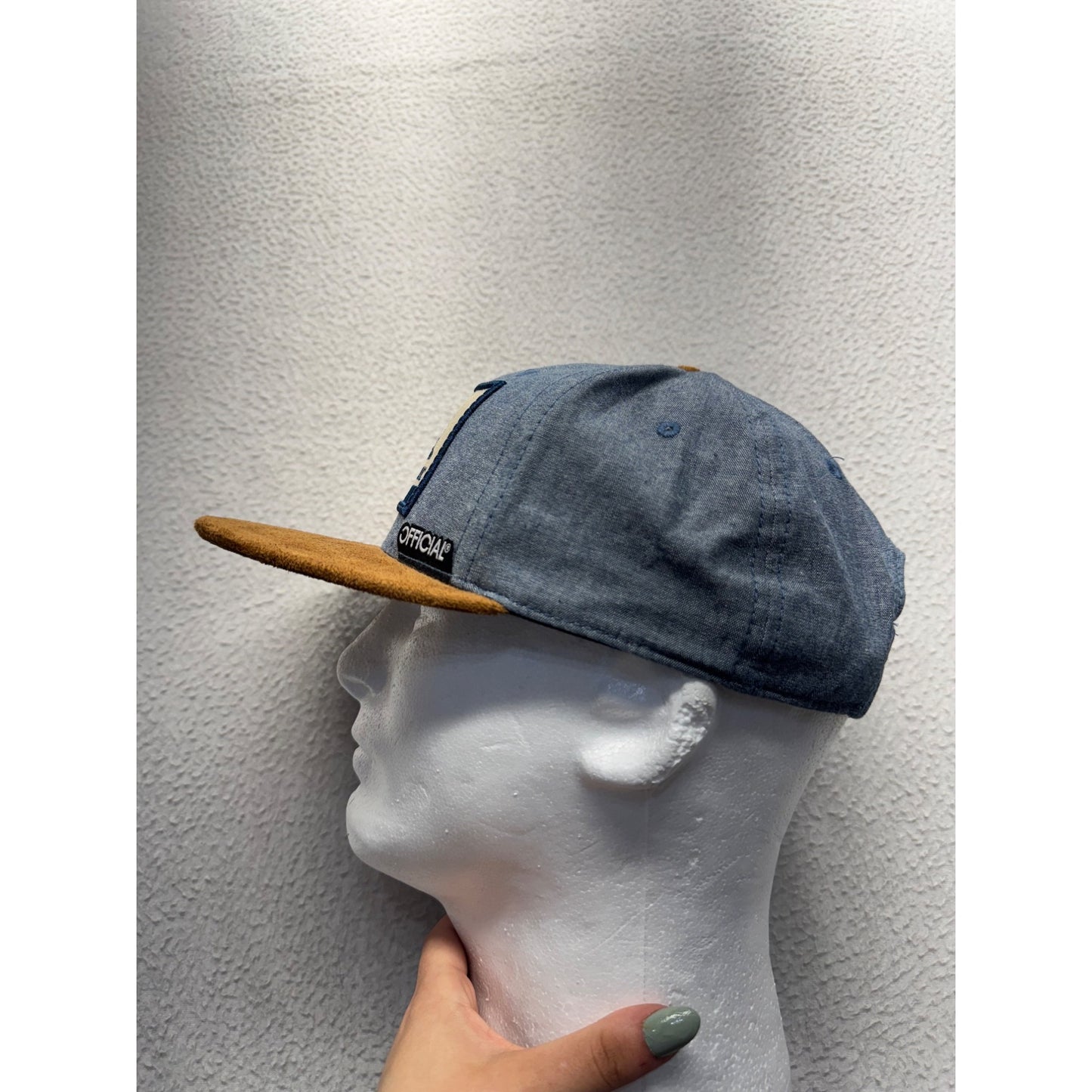 California Republic Denim & Suede Brim Snapback Hat By Official #7853