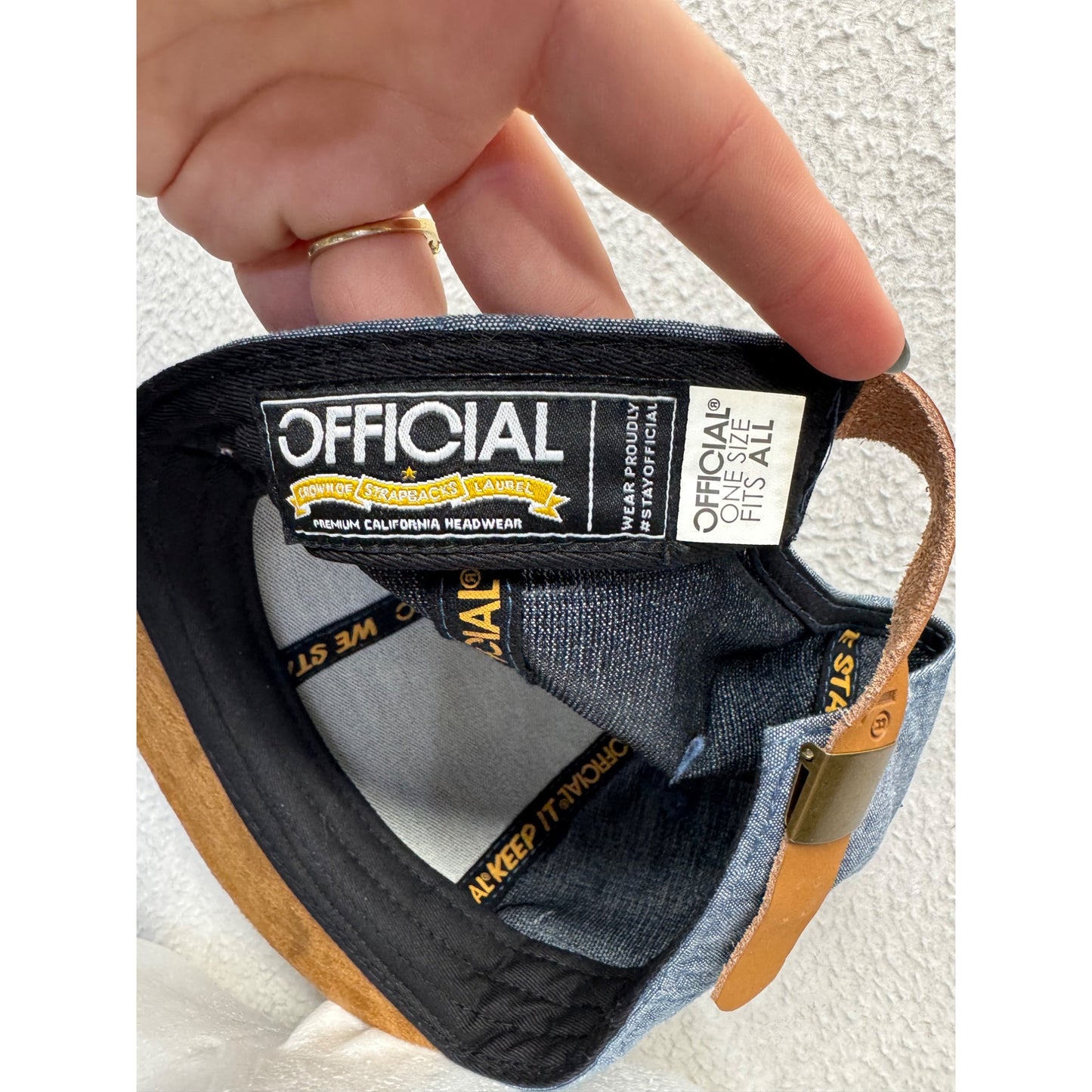 California Republic Denim & Suede Brim Snapback Hat By Official #7853