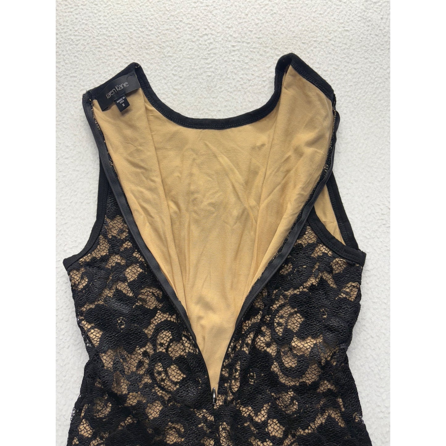 Karen Kane Black & Nude Lace Overlay Sleeveless Dress #7535