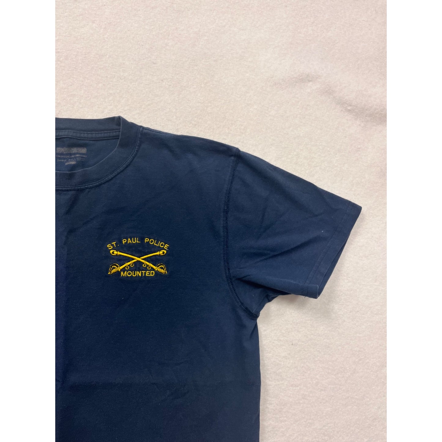 St. Paul Police Mounted Navy T-Shirt Mens L Cotton Logo Tee Short Sleeve #6960
