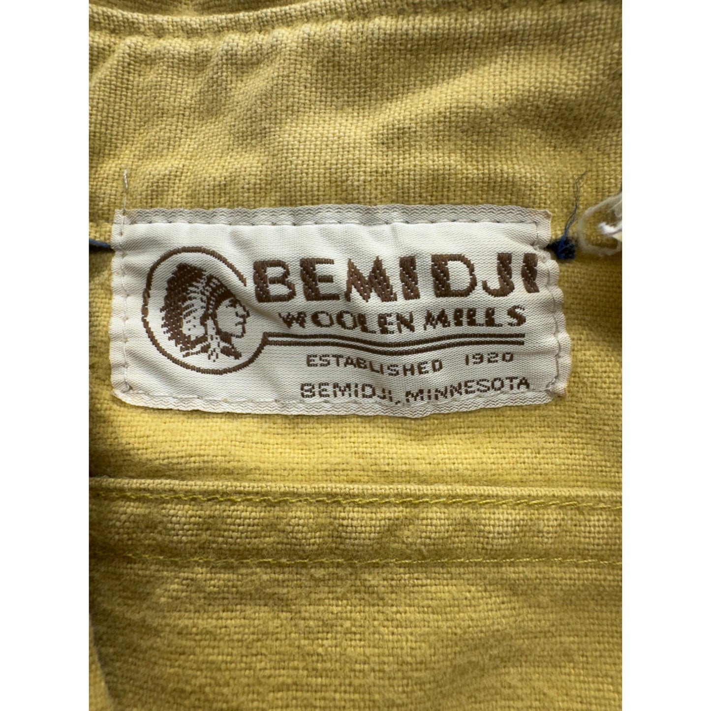 Vintage Bemidji Woolen Mills Yellow Shirt Cotton Mens Large #7793