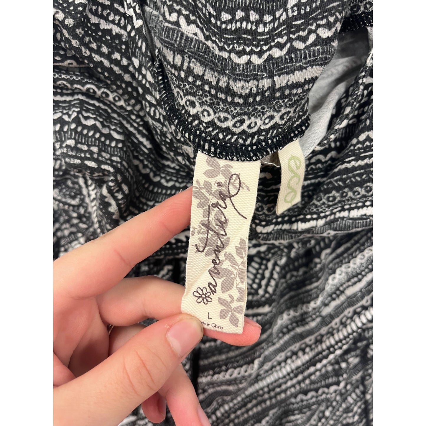 Aventria Womens Black & White Patterned Sleeveless Sundress L #8410