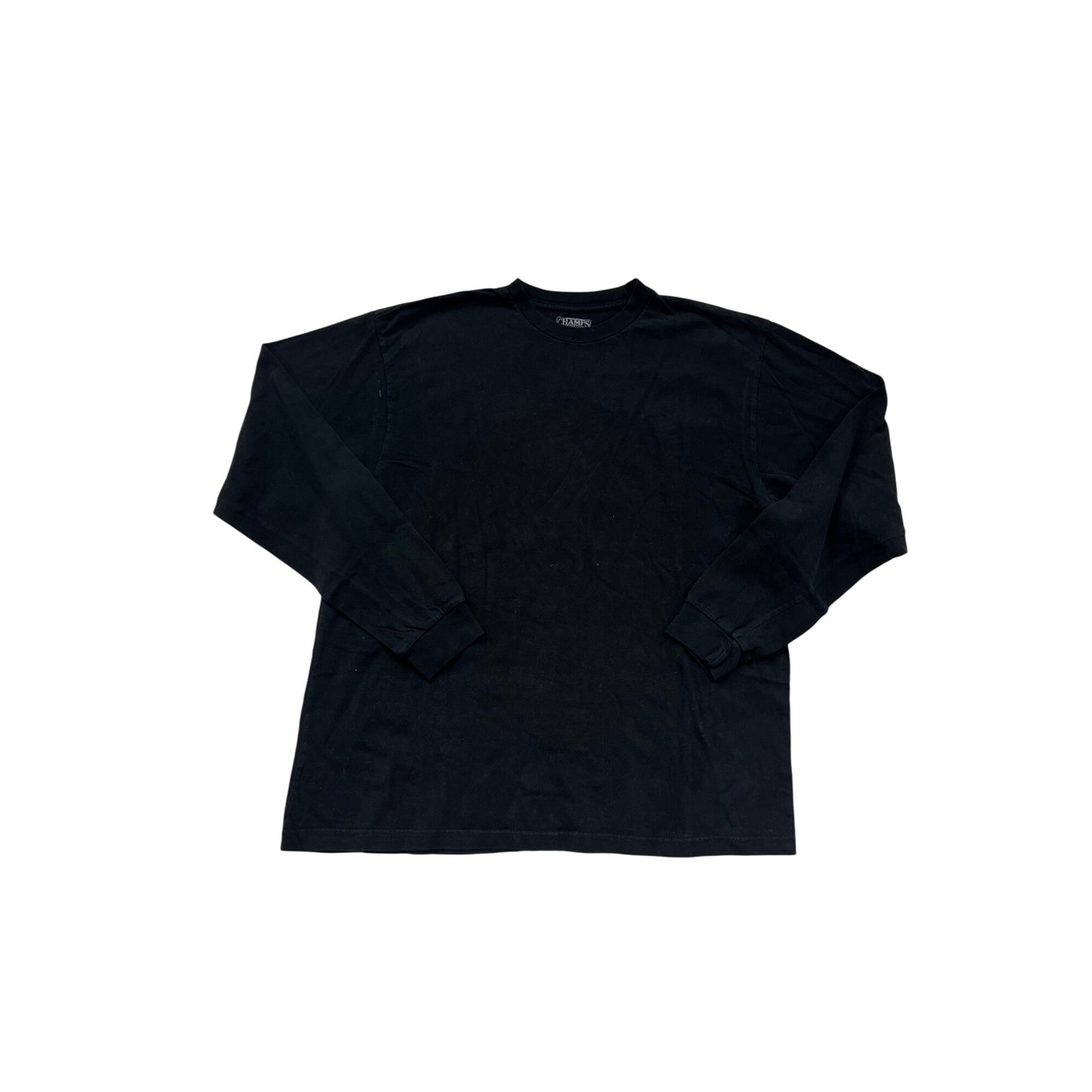 Champs Mens Black Long-Sleeve Cotton Crewneck Shirt Size L #8961