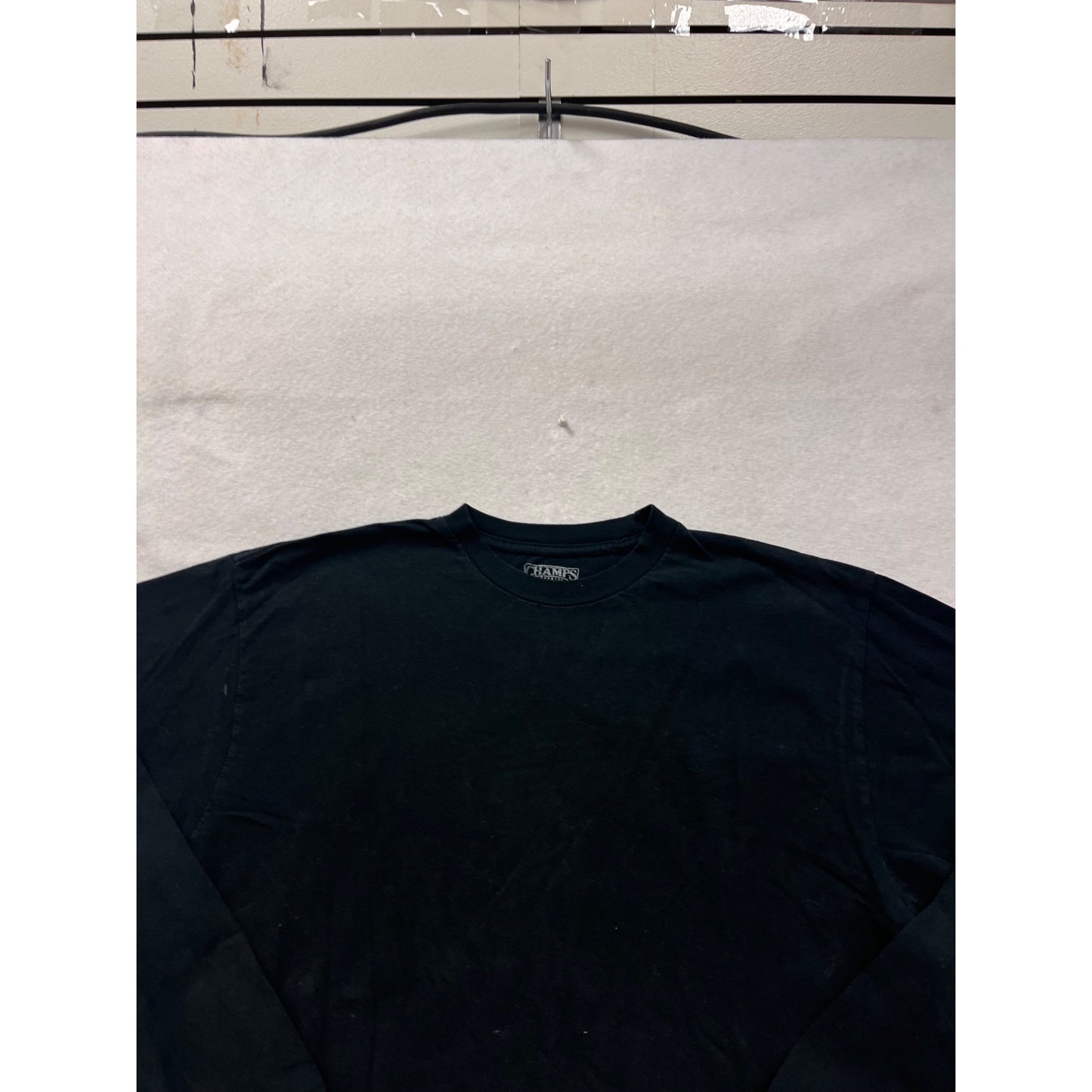 Champs Mens Black Long-Sleeve Cotton Crewneck Shirt Size L #8961