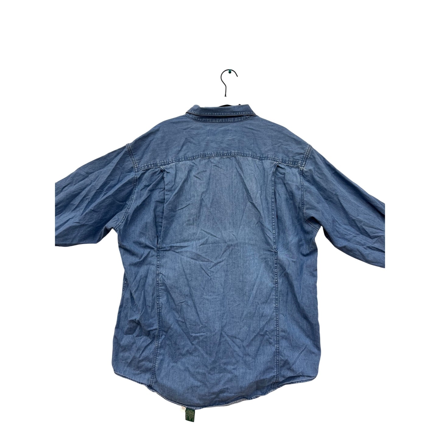 Orvis Mens Large Denim Button-Up Shirt 100% Cotton Long Sleeve Casual With Chest Pockets #6329