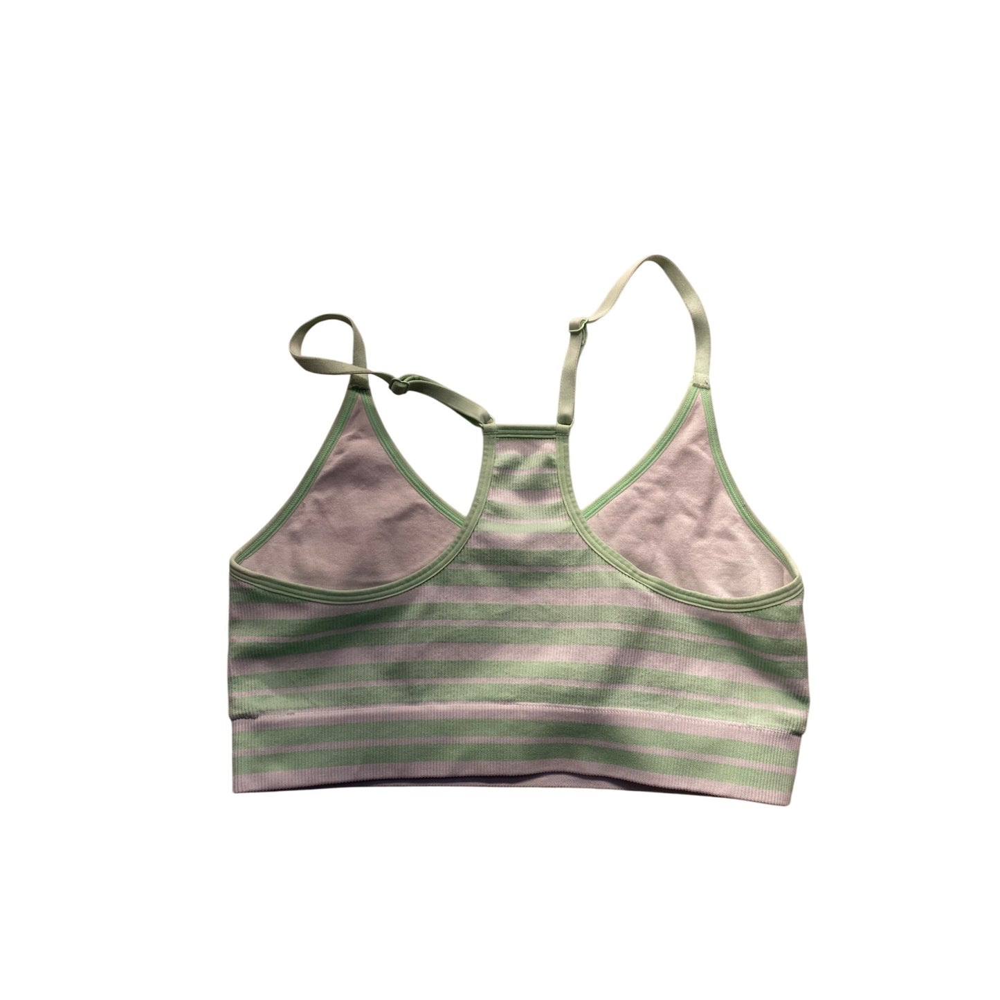 Pink Active Seamless Sports Bra Medium Striped Adjustable Straps #7131